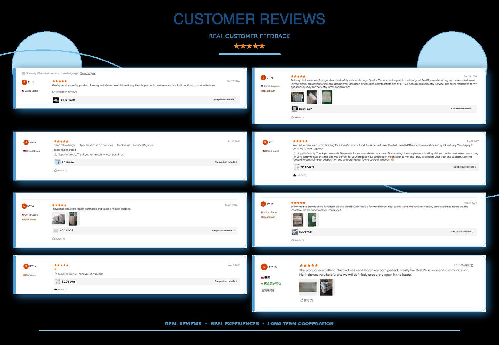 Customer reviews and partner feedback